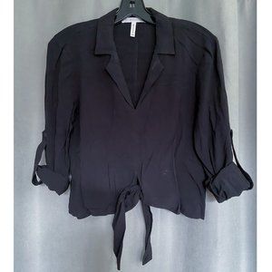 BCBG Black Collared Tie Blouse